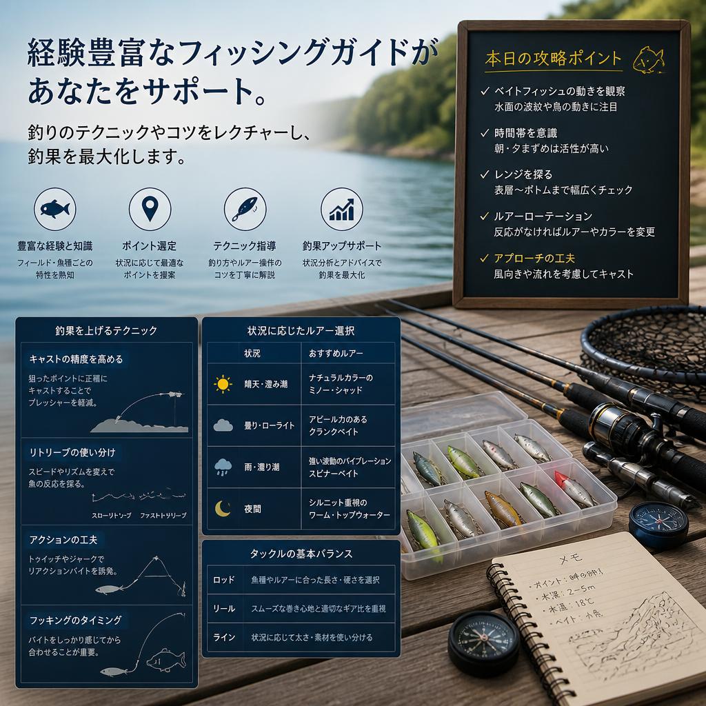 プロのフィッシングガイドが同行
